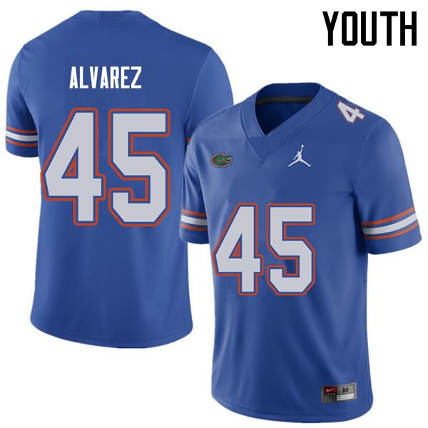 NCAA Florida Gators Carlos Alvarez Youth #45 Jordan Brand Royal Stitched Authentic College Football Jersey BOE4264ZO